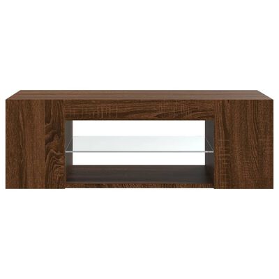 vidaXL TV-taso LED-valoilla ruskea tammi 90x39x30 cm