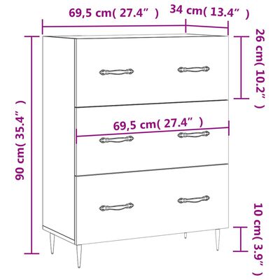 vidaXL Senkki savutammi 69,5x34x90 cm tekninen puu