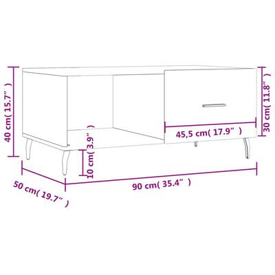 vidaXL Sohvapöytä musta 90x50x40 cm tekninen puu