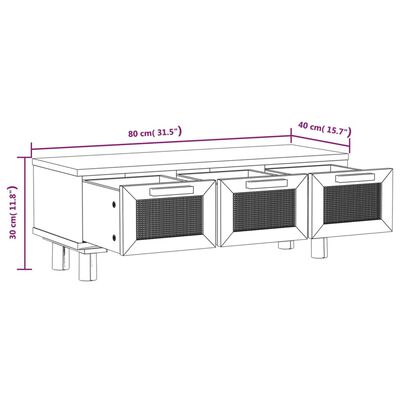 vidaXL Sohvapöytä valkoinen 80x40x30 cm tekninen puu ja täysi mänty