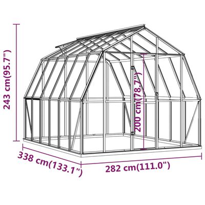 vidaXL Kasvihuone alumiinirungolla antrasiitti 9,53 m²