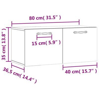 vidaXL Seinäkaappi ruskea tammi 80x36,5x35 cm tekninen puu