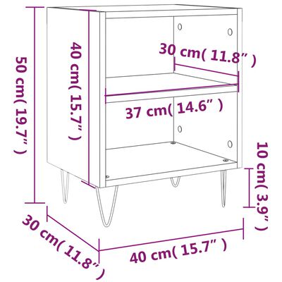 vidaXL Yöpöydät 2 kpl betoninharmaa 40x30x50 cm tekninen puu