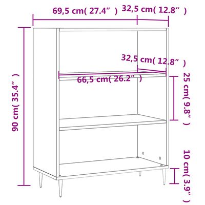 vidaXL Kirjahylly betoninharmaa 69,5x32,5x90 cm tekninen puu