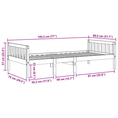 vidaXL Lastensänky ilman patjaa valkoinen 75x190 cm täysi mänty