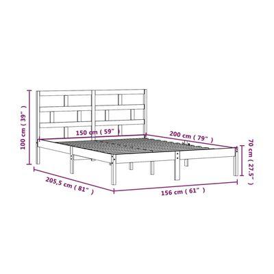 vidaXL Sängynrunko 150x200 cm King Size täysi puu