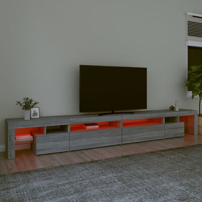 vidaXL TV-taso LED-valoilla harmaa Sonoma 290x36,5x40 cm