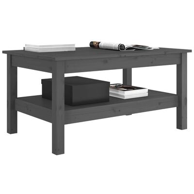 vidaXL Sohvapöytä harmaa 80x50x40 cm täysi mänty 