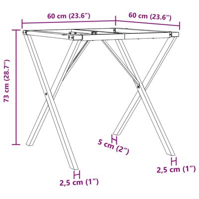 vidaXL Ruokapöydän jalat X-muoto 60x60x73 cm valurauta