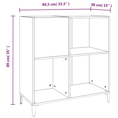 vidaXL LP-levyjen säilytyskaappi ruskea tammi 84,5x38x89 cm puu