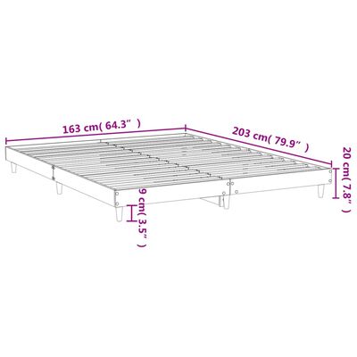 vidaXL Sängynrunko musta 160x200 cm tekninen puu