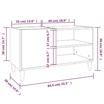 vidaXL LP-levyjen säilytyskaappi valkoinen 84,5x38x48 cm tekninen puu