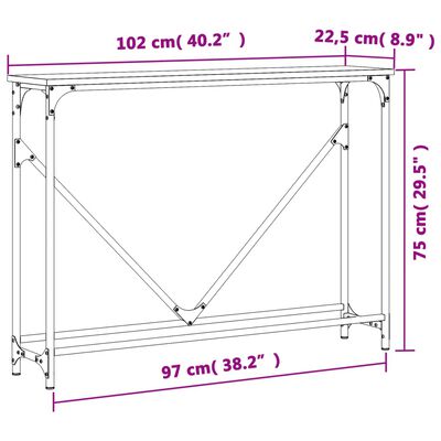 vidaXL Konsolipöytä savutammi 102x22,5x75 cm tekninen puu