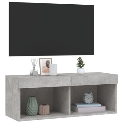 vidaXL TV-taso LED-valoilla betoninharmaa 80x30x30 cm