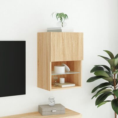 vidaXL TV-taso LED-valoilla Sonoma-tammi 40,5x30x60 cm