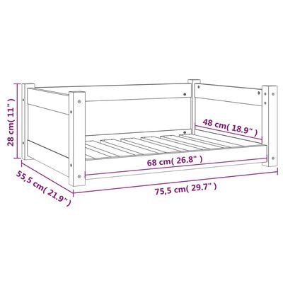 vidaXL Koiransänky hunajanruskea 75,5x55,5x28 cm täysi mänty