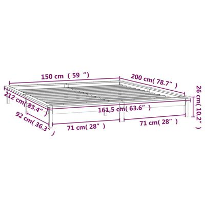 vidaXL Sängynrunko LED hunajanrusk. 150x200 cm King Size täysi puu