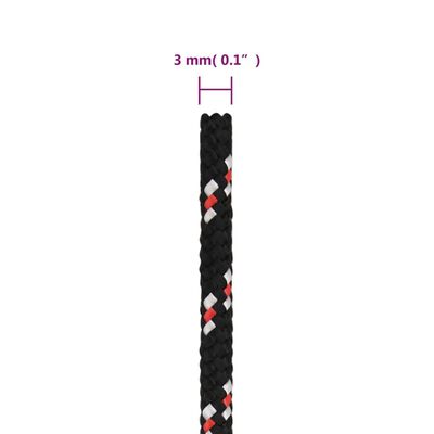 vidaXL Veneköysi musta 3 mm 25 m polypropeeni