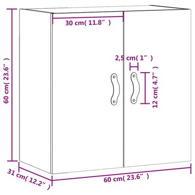 vidaXL Seinäkaappi valkoinen 60x31x60 cm tekninen puu