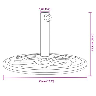 vidaXL Aurinkovarjon jalusta Ø38 / 48 mm tangolle 12 kg pyöreä