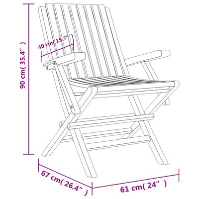 vidaXL Kokoontaitettavat puutarhatuolit 6 kpl 61x67x90 cm täysi tiikki