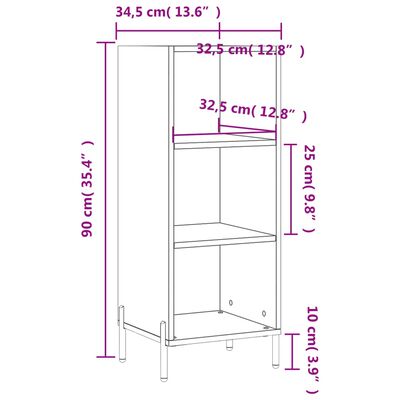 vidaXL Senkki ruskea tammi 34,5x32,5x90 cm tekninen puu