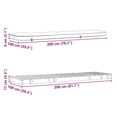 vidaXL Futon vuodesohva patjalla 100x206x11 cm kyllästetty mänty