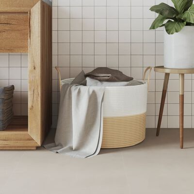 vidaXL Säilytyskori beige ja valkoinen Ø51x33 cm puuvilla