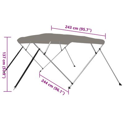 vidaXL 4-kaarinen Bimini-kate harmaa 243x244x137 cm