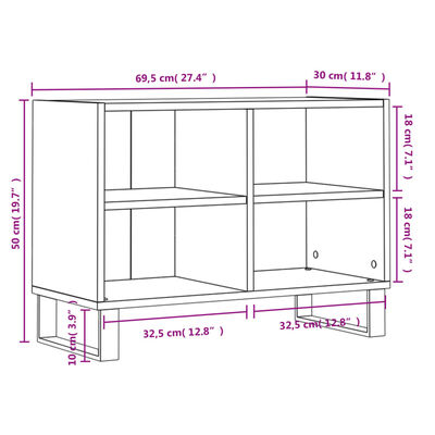 vidaXL TV-taso harmaa Sonoma 69,5x30x50 cm tekninen puu