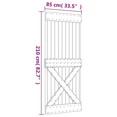 vidaXL Liukuovi asennustarvikkeineen 85x210 cm täysi mänty