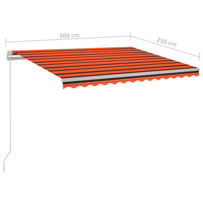 vidaXL Sisäänkelattava markiisi LEDillä 300x250 cm oranssiruskea