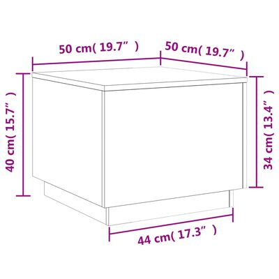 vidaXL Sohvapöytä LED-valoilla savutammi 50x50x40 cm