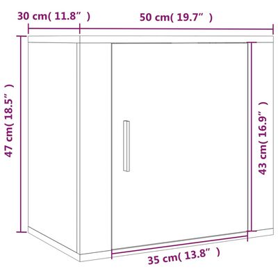 vidaXL Seinäkiinnitettävät yöpöydät 2 kpl korkeak. valk. 50x30x47 cm