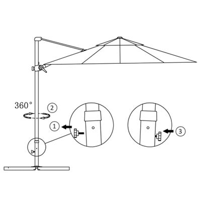 vidaXL Aurinkovarjo cantilever alumiinitolpalla 300 cm punainen