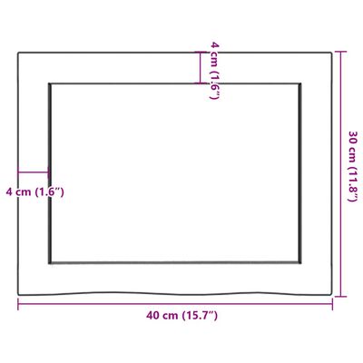 vidaXL Kylpyhuoneen työtaso t.ruskea 40x30x(2-6)cm käsitelty täyspuu