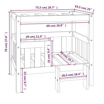 vidaXL Koiransänky hunajanruskea 75,5x63,5x70 cm täysi mänty