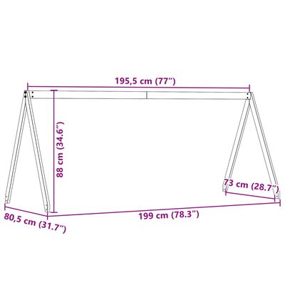 vidaXL Lastensängyn katos 199x80,5x88 cm täysi mänty