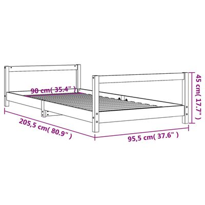 vidaXL Lasten sängynrunko 90x200 cm täysi mänty