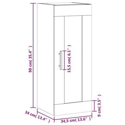 vidaXL Seinäkiinnitettävä kaappi betoninharm 34,5x34x90cm tekninen puu