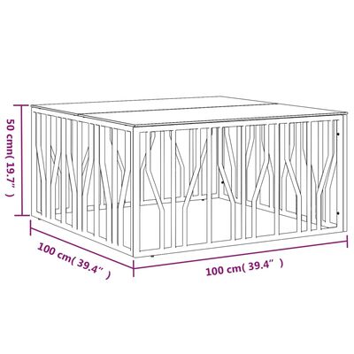 vidaXL Sohvapöytä 100x100x50 cm ruostumaton teräs ja lasi