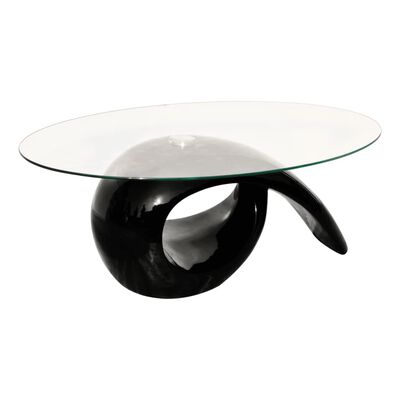 vidaXL Sohvapöytä soikea lasi ja kierrejalusta Korkeakiilto musta |  