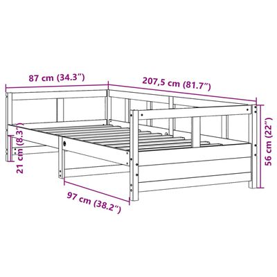 vidaXL Vuodesohva ilman patjaa vahanruskea 80x200 cm täysi mänty