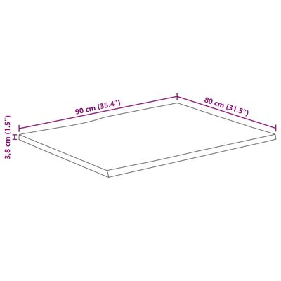 vidaXL Pöytälevy elävä reuna 90x80x3,8 cm täysi karkea mangopuu