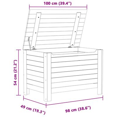 vidaXL Säilytyslaatikko kannella RANA valk. 100x49x54 cm täysi mänty