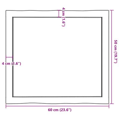 vidaXL Pöytälevy ruskea 60x50x(2-4)cm käsitelty täystammi elävä reuna