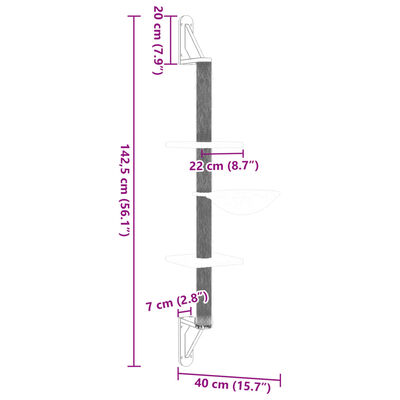 vidaXL Kissan raapimispuu seinälle kerma 142,5 cm