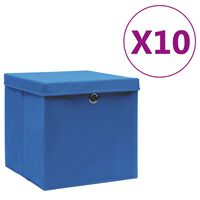vidaXL Säilytyslaatikot kansilla 10 kpl 28x28x28 cm sininen