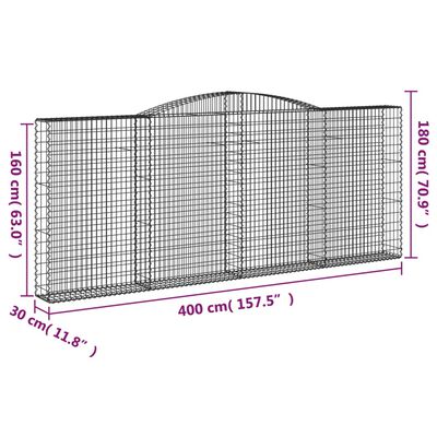 vidaXL Kaarevat kivikorit 3 kpl 400x30x160/180 cm galvanoitu rauta