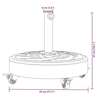 vidaXL Aurinkovarjon jalusta pyörillä Ø38/48 mm tangolle 27 kg pyöreä